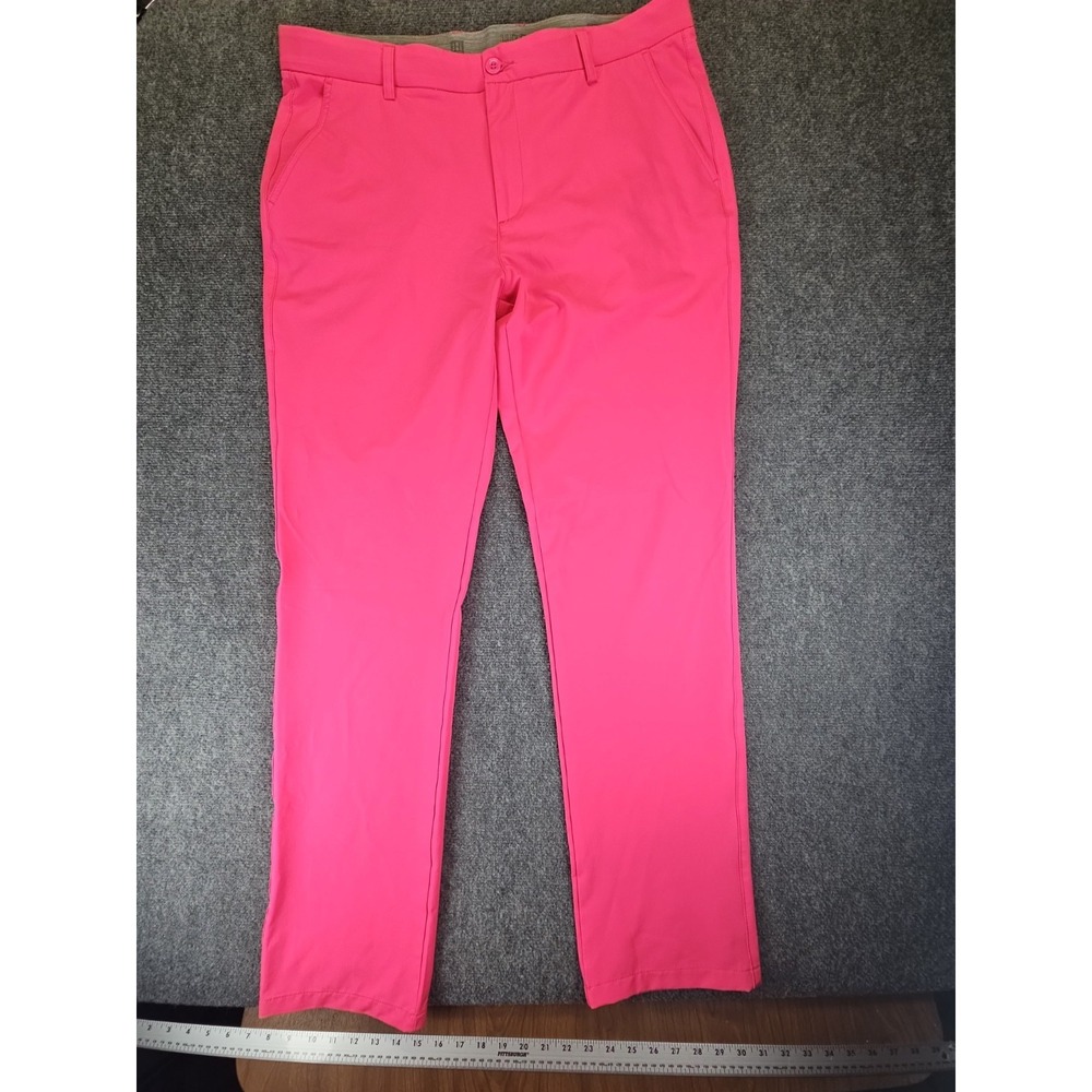 HRESKI Mens 36 X 34 Performance Stretch Straight Golf Pants Flex Waist Pink 1689